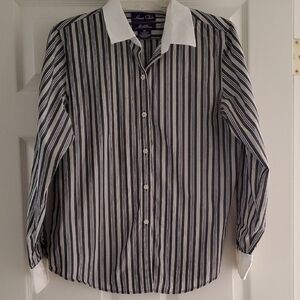 Hunt Club Black and White Striped Blouse